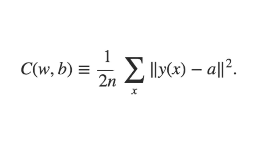 Definition of the mean square error cost function