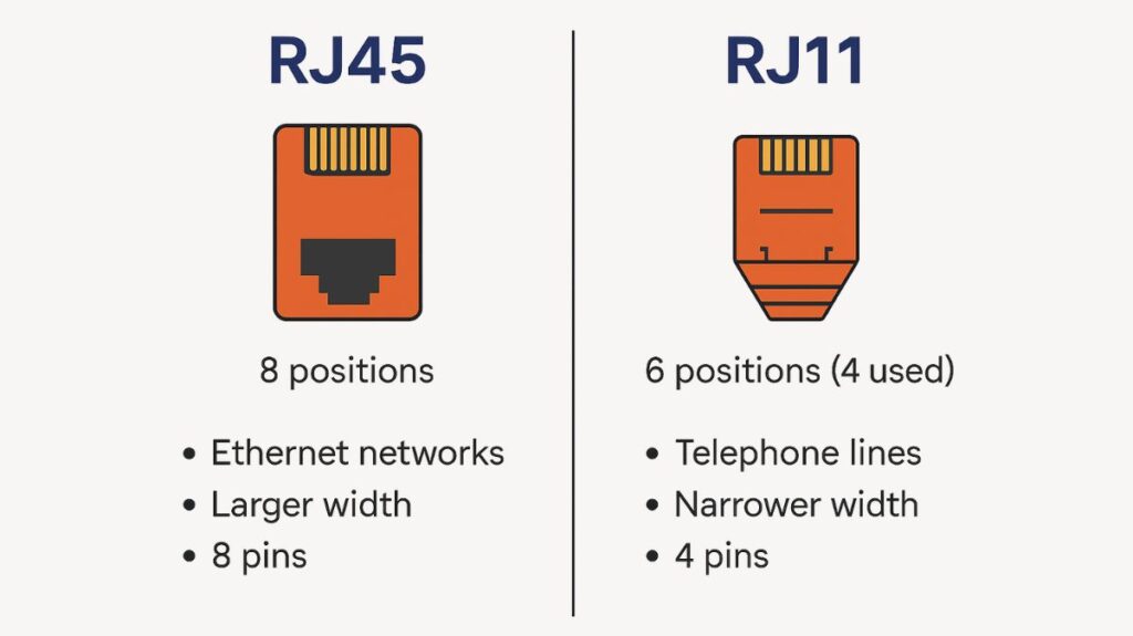 Registered Jack 45 Comparison with RJ11 Registered Jack 45 Comparison with RJ11