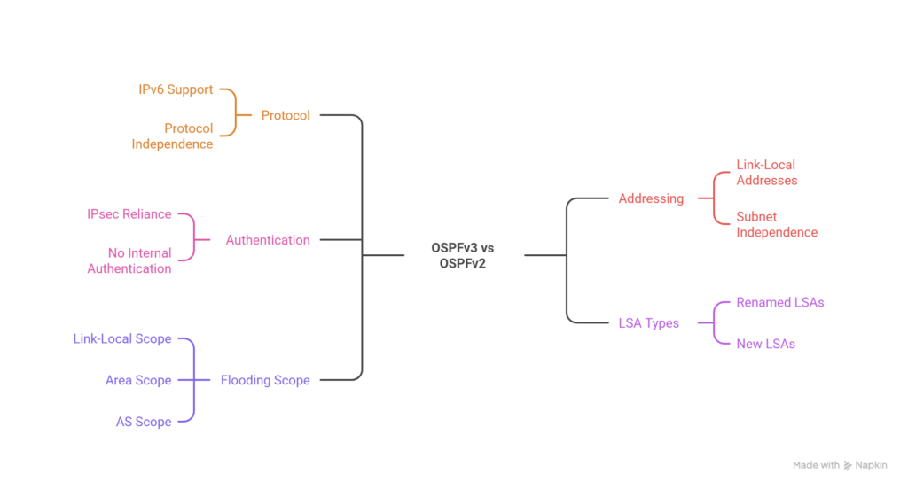 OSPFv2 vs OSPFv3 (for IPv6) 