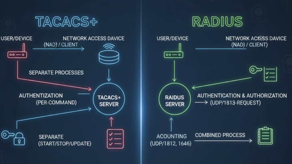 TACACS+ vs RADIUS TACACS+ vs RADIUS