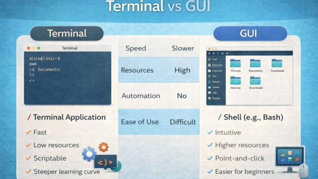 Terminal vs GUI Terminal vs GUI